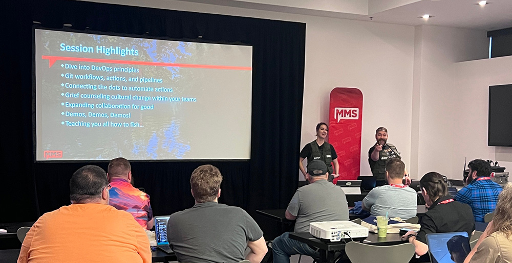 Hailey and Matt at the beginning of our DevOps session.